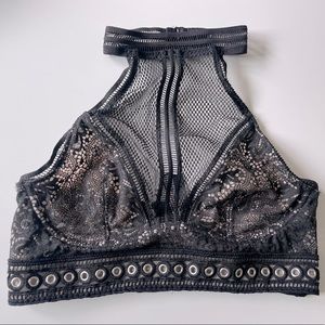 VS Black Mesh Eyelet Collar Bralette